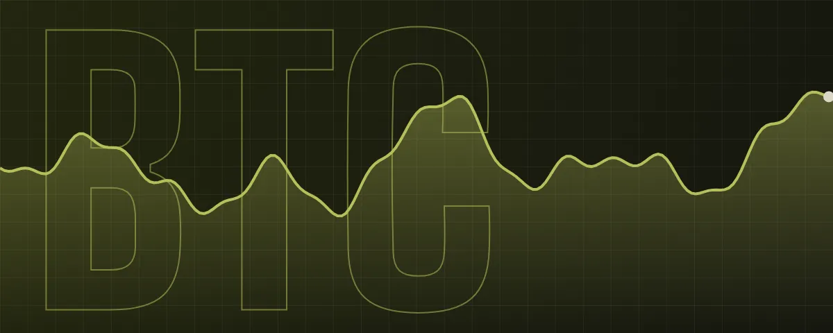 Decorative Bitcoin banner with an illustrative line, not real price data