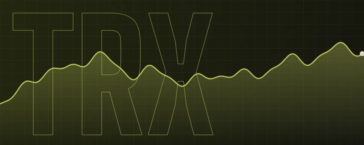 Decorative TRON banner with an illustrative line, not real price data